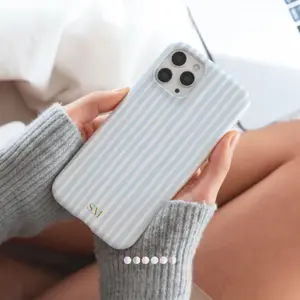 Personalized Striped Phone Case, Custom Monogram Phone case IP 17 16 15 14 13 12 11 Pro Max