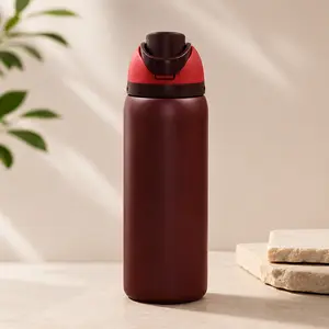 Black Cherry 32oz Insulated Stainless Steel Water Bottle with Straw, Leakproof Vacuum Flask for Sports, Travel & Outdoor Use