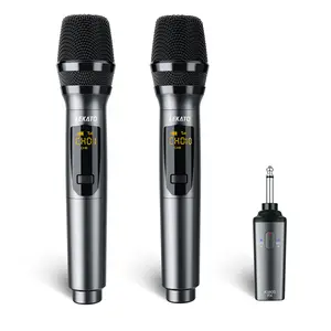 LEKATO K380S Wireless Microphone, Wireless Microphone System Set Dynamic Wireless Microphone Rechargeable Microphone with Receiver for Singing, Karaoke,Speech, Wedding, Church, PA System Speaker