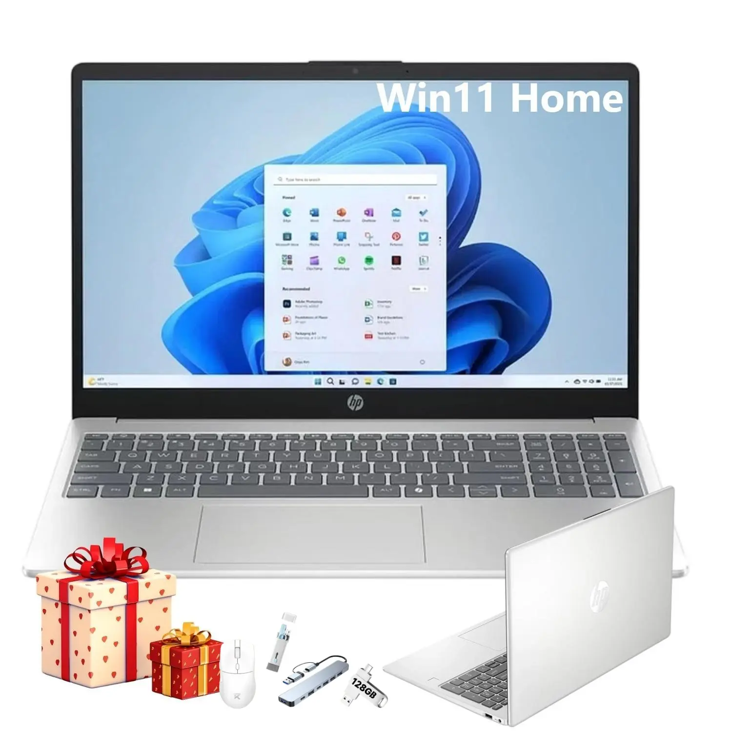 HP 2026 15-inch 2-in-1 Laptop for Students & School Use, Intel i3-N305, Intel UHD Graphics, Up to 32GB RAM, 512GB Storage, Windows 11 Home, Silver, 200g, Bundle Accessory