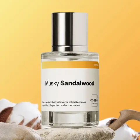 Musky Sandalwood, Dossier, Unisex Perfume, Eau de Parfum, 50ml, Lily of the Valley, Neroli, Jasmine, Musk, Solar Notes, Sandalwood