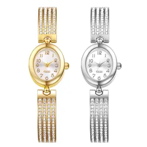 OIDEA Women's Oval Rhinestone Diamond Quartz Bangle Watch with Detachable Chain Bracelet Band
