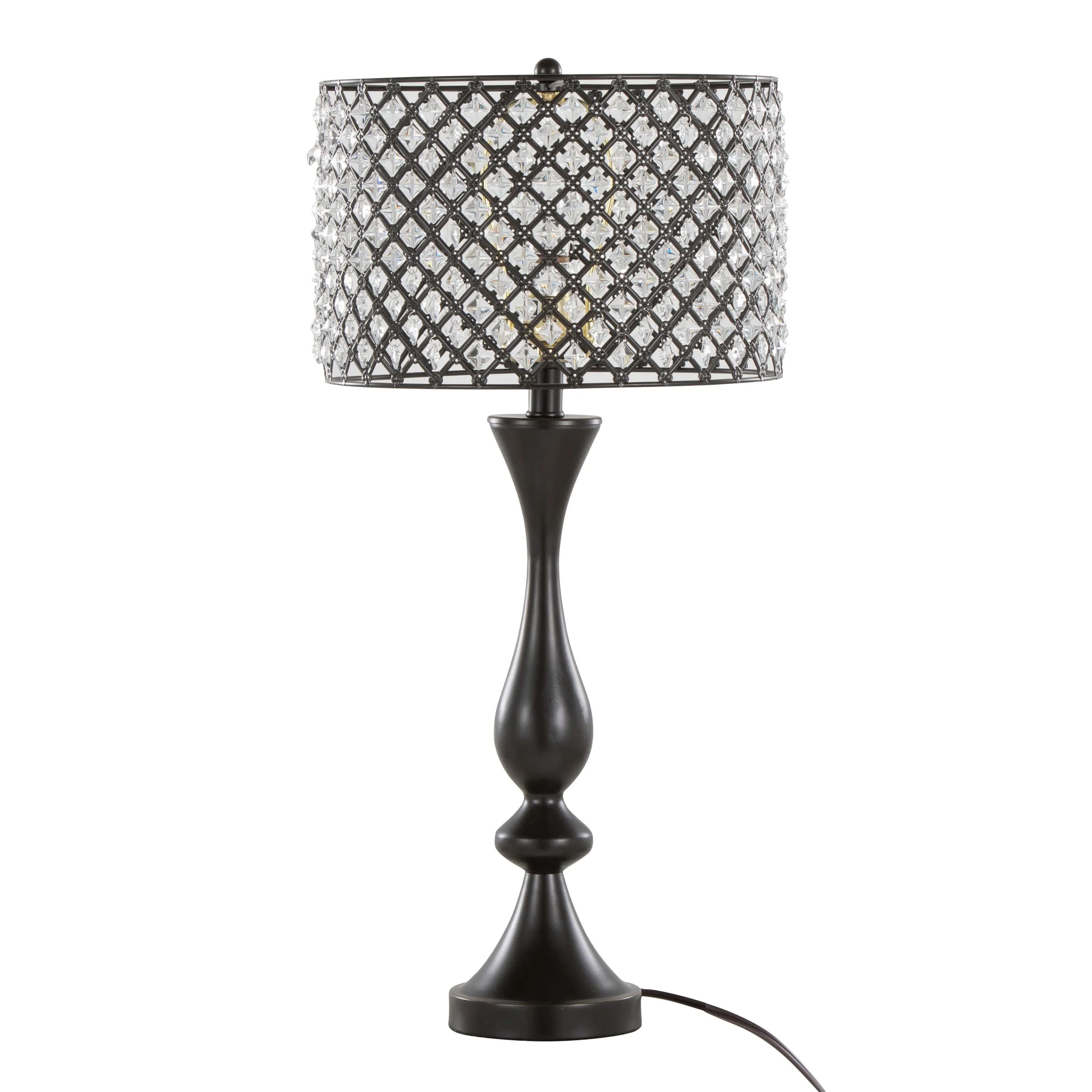 27-Inch Contemporary Table Lamp with Oil Rubbed Bronze Finish, Clear K9 Crystal, and Metal Shade