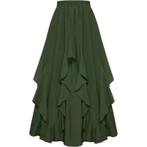 Women'sRenaissanceStyleLongSkirtDoubleLayerRuffleIrregularChiffonSkirtCostumeMaxi