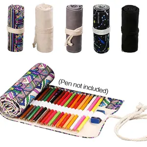 Pencil Case, 1 Count 48/72 Slots Portable Waterproof Pencil Roll, Pencil Storage Bag, Stationery Storage Bag, Office Stationery & Supplies