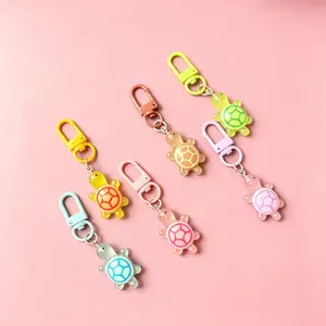 Acrylic Turtle Keychains Set of 6, Glowing Animal Charms, Durable Carabiner Design, Creative Birthday Gift, Holiday Decorations