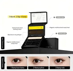 Lower Lash Stamp + Eyeliner Stamp + Mole Pen, Waterproof Smudge-Proof All-in-One 3-in-1 Eye Makeup Set, Portable Beginner Quick Eye Makeup, 7 Pieces Value Pack