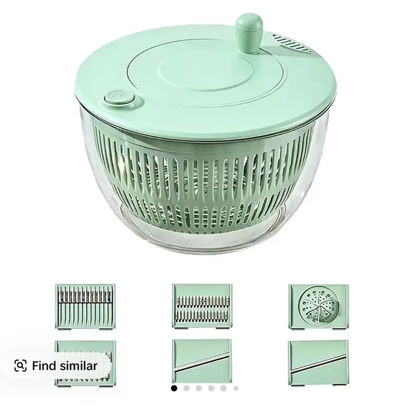 UFORU Salad Spinner Large, 3 IN 1 Vegetable and Fruit Washing Bowl with Strainer, Lettuce Spinner with 5 Blades Slicer, Egg Yolk Strainer, Salad Bowl for Efficient Salad Preparation, 5.3 Qt Kitchen Gadgets Set#SummerWins#DFYD