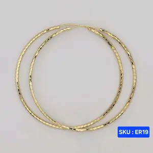 Beautiful Hoop Earrings  70mm XXL 2N Laminated Gold Fashion Jewelry for Women Versatile Stylish Accessory     SKU : ER19