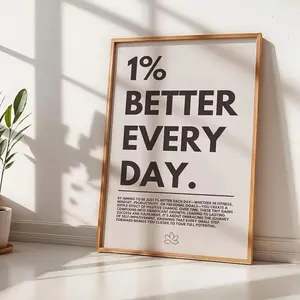 1% Better Every Day" Inspirational Quote Poster - 20oz Canvas Wall Art With Motivational Fitness Phrases, Perfect For Home, Office, Or Classroom Decor, Classroom Wall Art |     Modern Typography |     Ink Print Quality, Inspirational Wall Deco