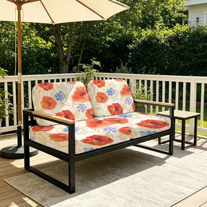 2/4/6/8pcs Elastic Sofa Covers, Poppy Flower Watercolor Style, Reusable Cushion Covers, Outdoor Indoor Home Protection, Suitable for Use on Balconies, Courtyards, Living Room.