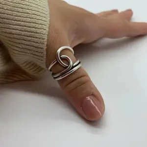 Vintage Style Silver Knot Thumb Ring - Perfect for Parties and Festivals, Suitable for All Seasons