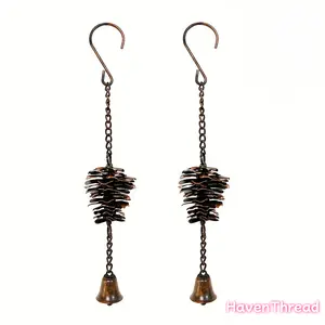 1 Pine Cone Hanging Decorations with Bells, Iron Pine Cone Wind Chime Decorations, Iron Pine Cone Pendants, Decorative Hanging Decorations And Garden Courtyard Home Decorations, Spring And Summer Decorations, Christmas Gifts