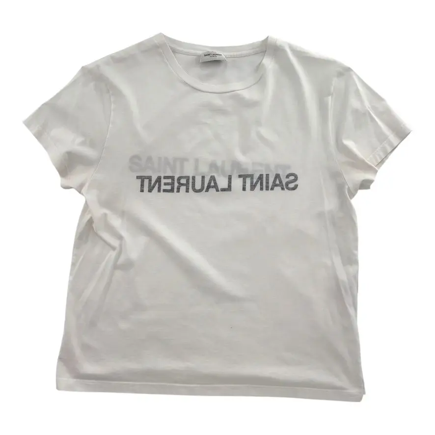 987295 YSL Backwards Logo Tee White