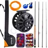 SOUGAYILANG Fly Fishing Pole Combo for Beginners - 5/6wt 4-Section Rod with Smooth Grip, 5000 Spool Reel, ABS Tackle Box, 9-5/6wt Line, 24 Flies, Carry Bag, Outdoor Fishing Kits