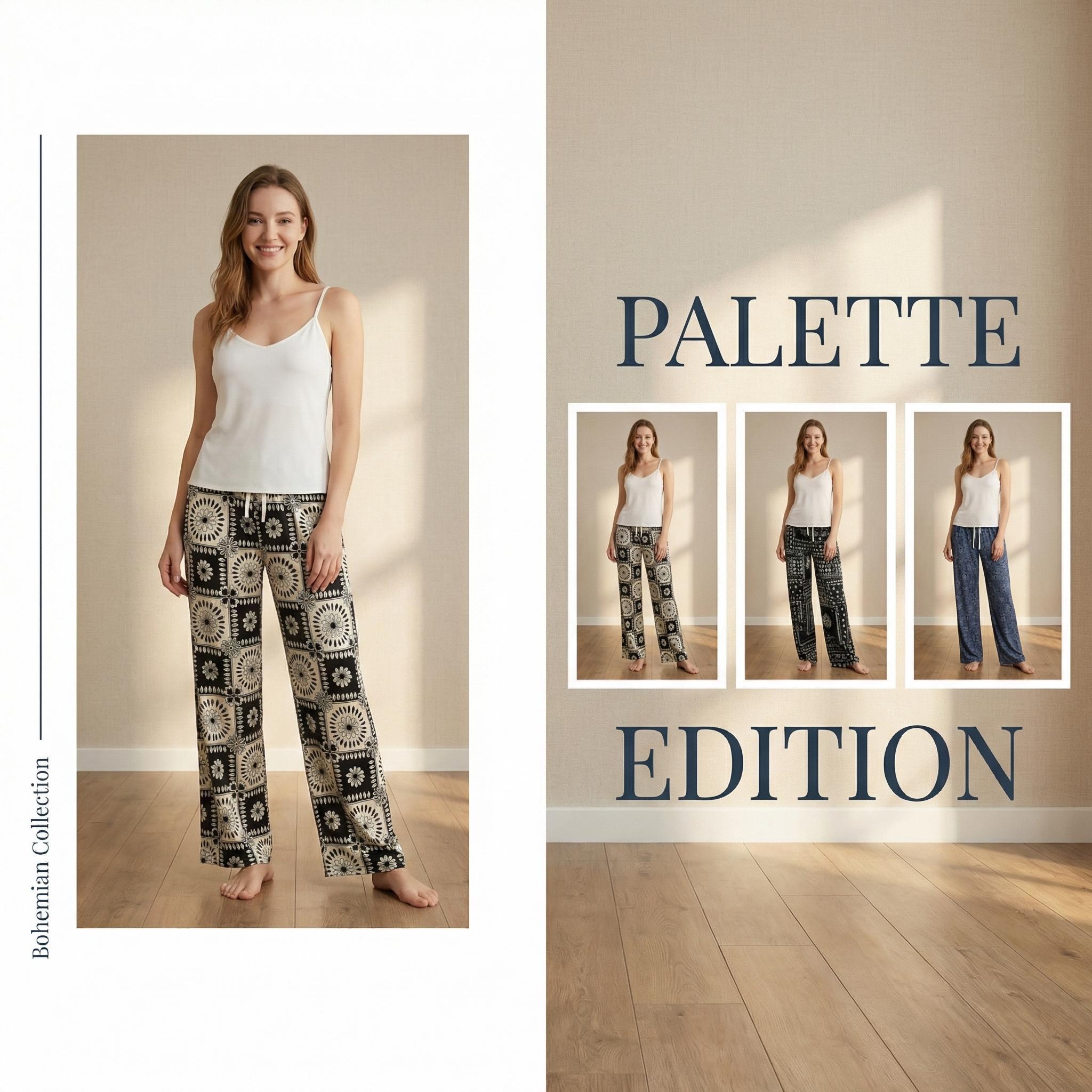 Palette Edition Comfy Loungewear Pants for Women Lightweight Summer Sports Pants Soft Loose Fit Plus Size Slow Running Casual Comfortable Bohemian Style Home Wear - Beach