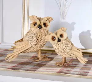 Home Reflections Set of 2 Raffia Woodland Owls Home Reflections Set of 2 Raffia Woodland Owls