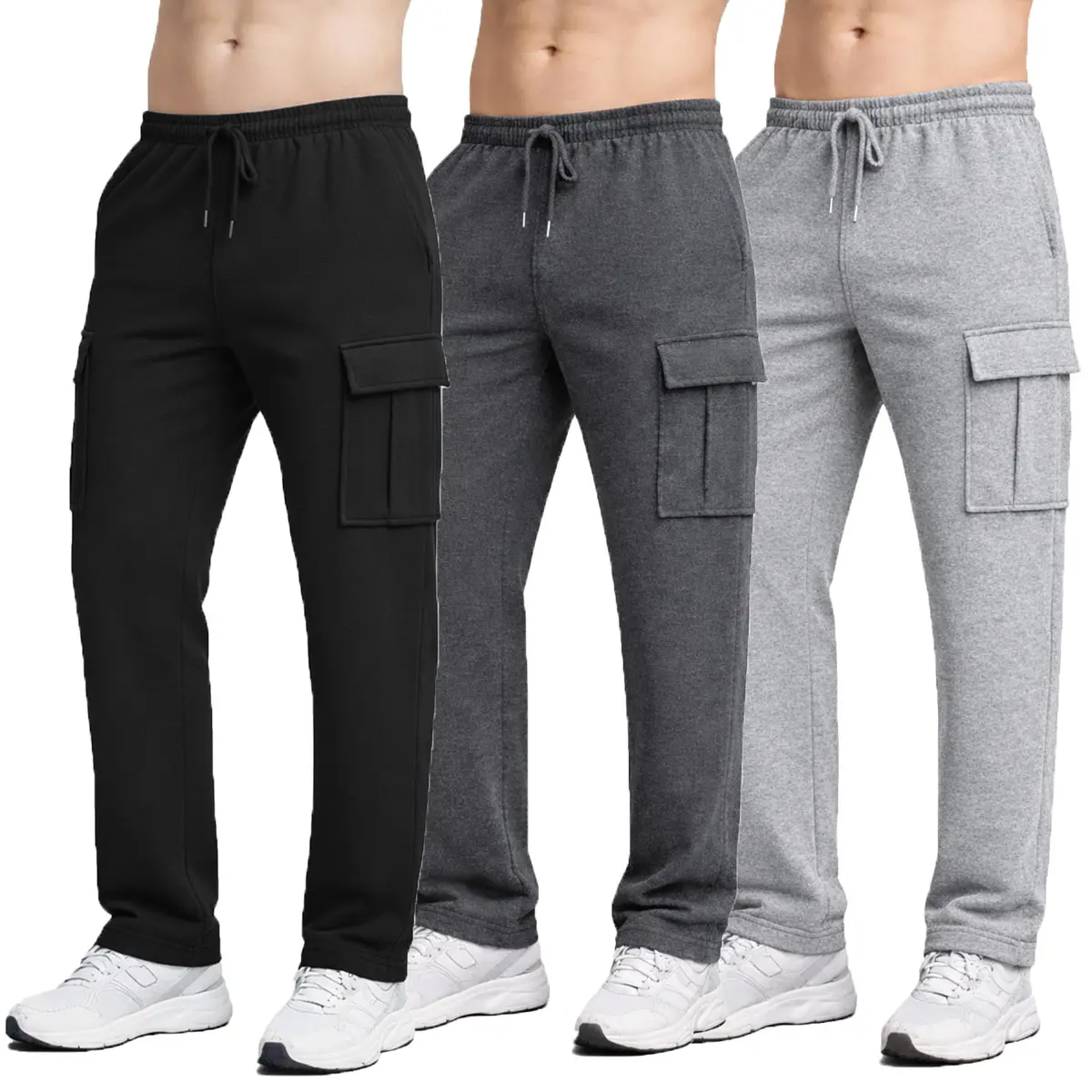 (Open Bottom) Black-Charcoal-Heather Grey