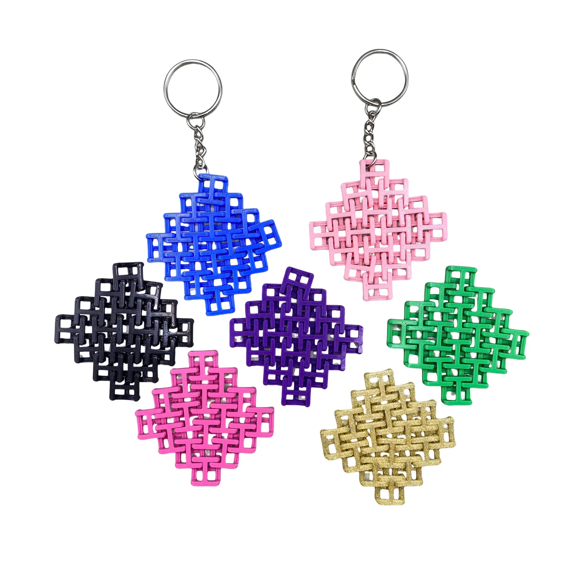 Keychain Chainmail Fidget Toy - 3D Printed Fabric, 2" Wide, Made in USA, Crunching Sound, Casual Use, Rectangular Design