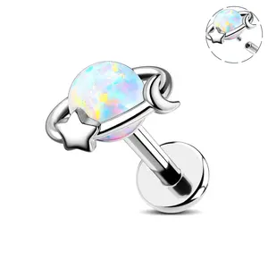 Oufer 16G Celestial Orbit Opal Helix Stud