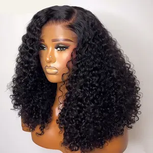 Short Bob HD Lace Front Curly Human Hair Wigs 13x6 Transparent Lace Frontal Wigs For Women Adjustable Straps 180 Density Brazilian Kinky Curly Lace Front Bob Wig Pre Plucked Natural Hairline With Baby Hair