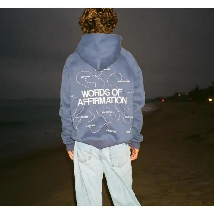Words of Affirmation Oversized Lux Hoodie in Blue