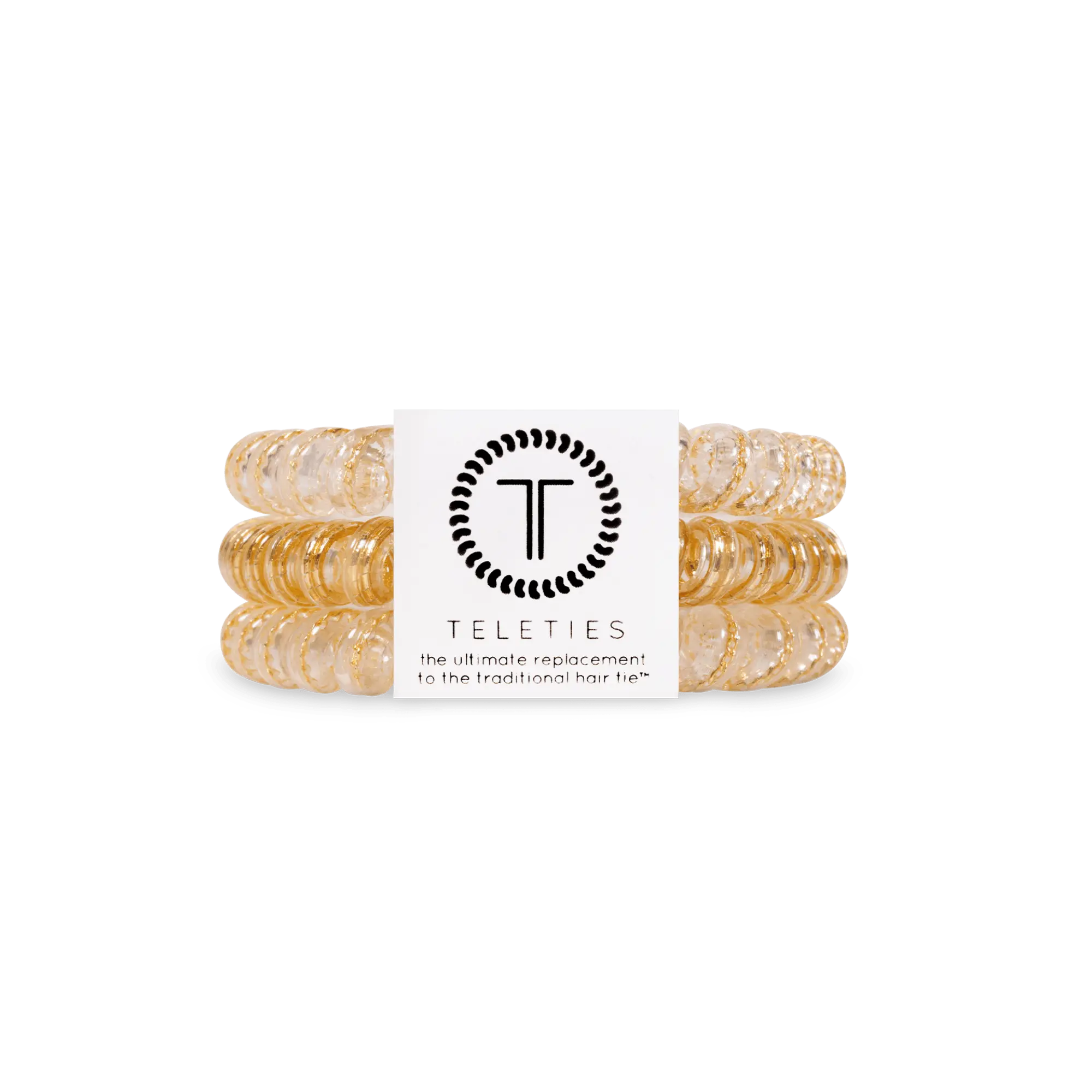TELETIES - Luxury Living - Small Gold Hair Ties - Pack of Three - Strong Grip