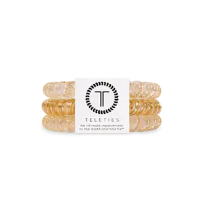 TELETIES - Luxury Living - Small Gold Hair Ties - Pack of Three - Strong Grip