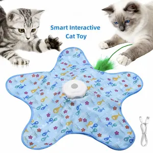 Interactive Unpredicatable Moving Feather Cat Toy , Hide and Seek Rechargeable Cat toy for bored cat,Automatic Chargeable，Indoor Exercise & Boredom Relief for All Breeds