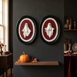 Elliptical Ghost Decorative Painting, Resin Craft Wall Art, Halloween Decoration, Spooky, Creative Gift, Unisex Hanging Ornament