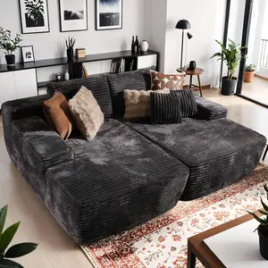 Altrigus 81" Oversized Sectional Double Lounge Chaise with Cloud Plush Sofa Bed, No Assembly Required, Corduroy & Velvet Materials, 2 Seating Capacity