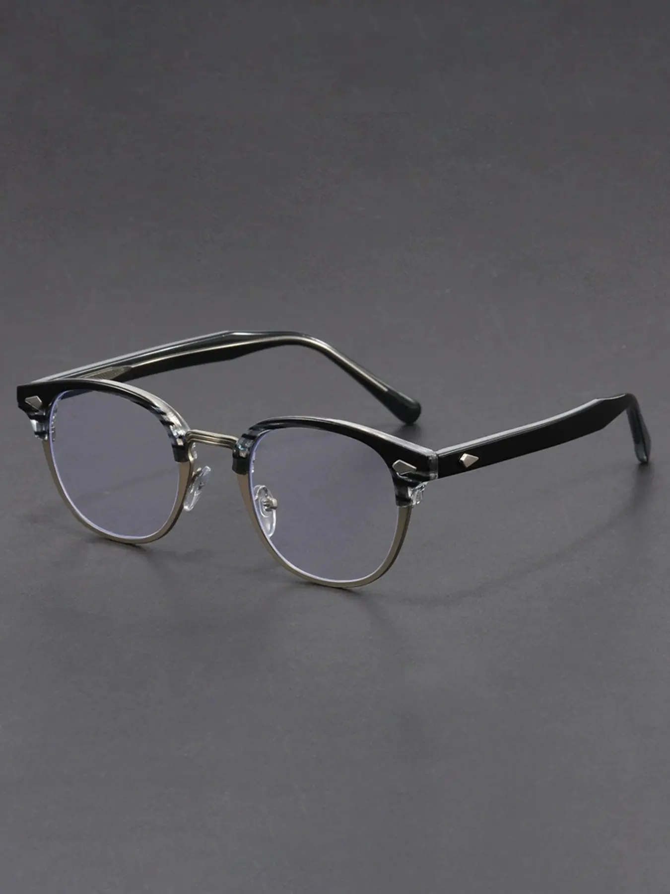 Caterside Retro Frame Glasses, Anti-Blue Light, Lightweight Flexible Legs, Unisex Casual Style, Perfect for Daily Wear, Music Festivals, Beaches