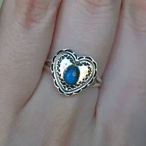 Kingman Turquoise Sterling Silver Heart Ring