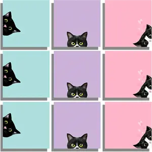 9 Pads Cat Sticky Notes, Sticky Labels, Cute Self-Adhesive Notepads for Cat Lovers, Perfect Teacher Office Supplies, 3x3 Inches, 30 Sheets Per Pad
