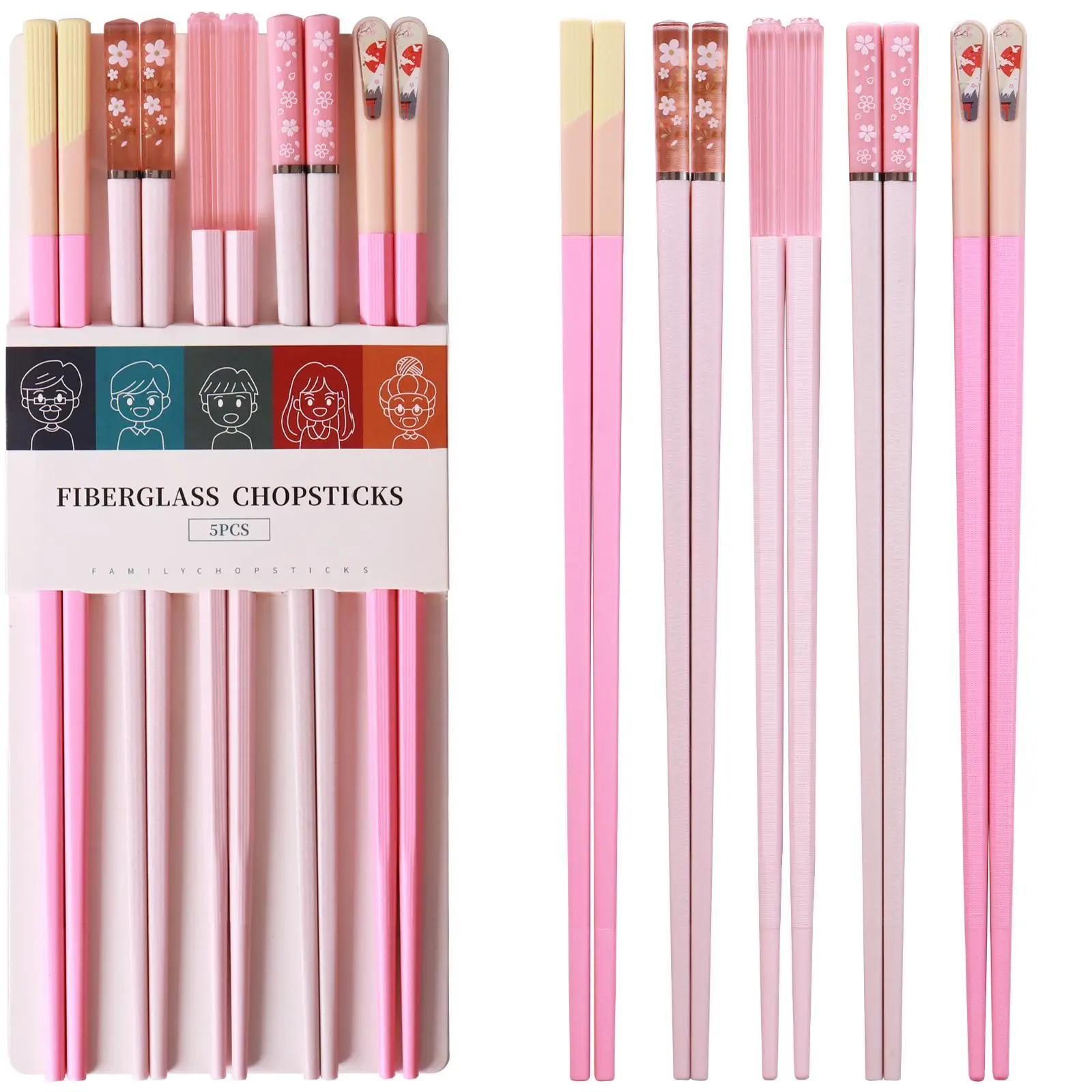 Reusable Chopsticks, 10pcs/set Durable Fiberglass Non-slip Chopsticks For Sushi, Ramen, Asian Cuisine, Summer for Gift