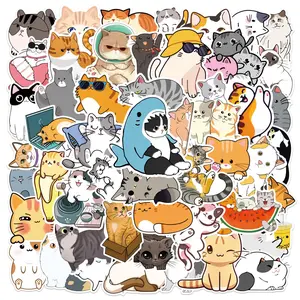 Stocking Stuffers for Kid, 50pcs Cute Cat Series Waterproof Decorative Anime Naughty Stickers, Funny Stickers for DIY, Creative Kitten Series Self Adhesive Decor Paper for Water Bottles Phone Keyboard, for Room Decor, Home Decor