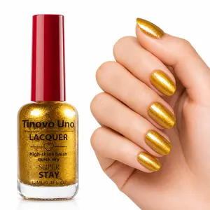Tinovo Uno Metallic Gold Nail Polish, Quick-Drying Cosmetic Formula for At-Home Beauty Routines, No UV Light Needed, 12ml/0.4fl.oz