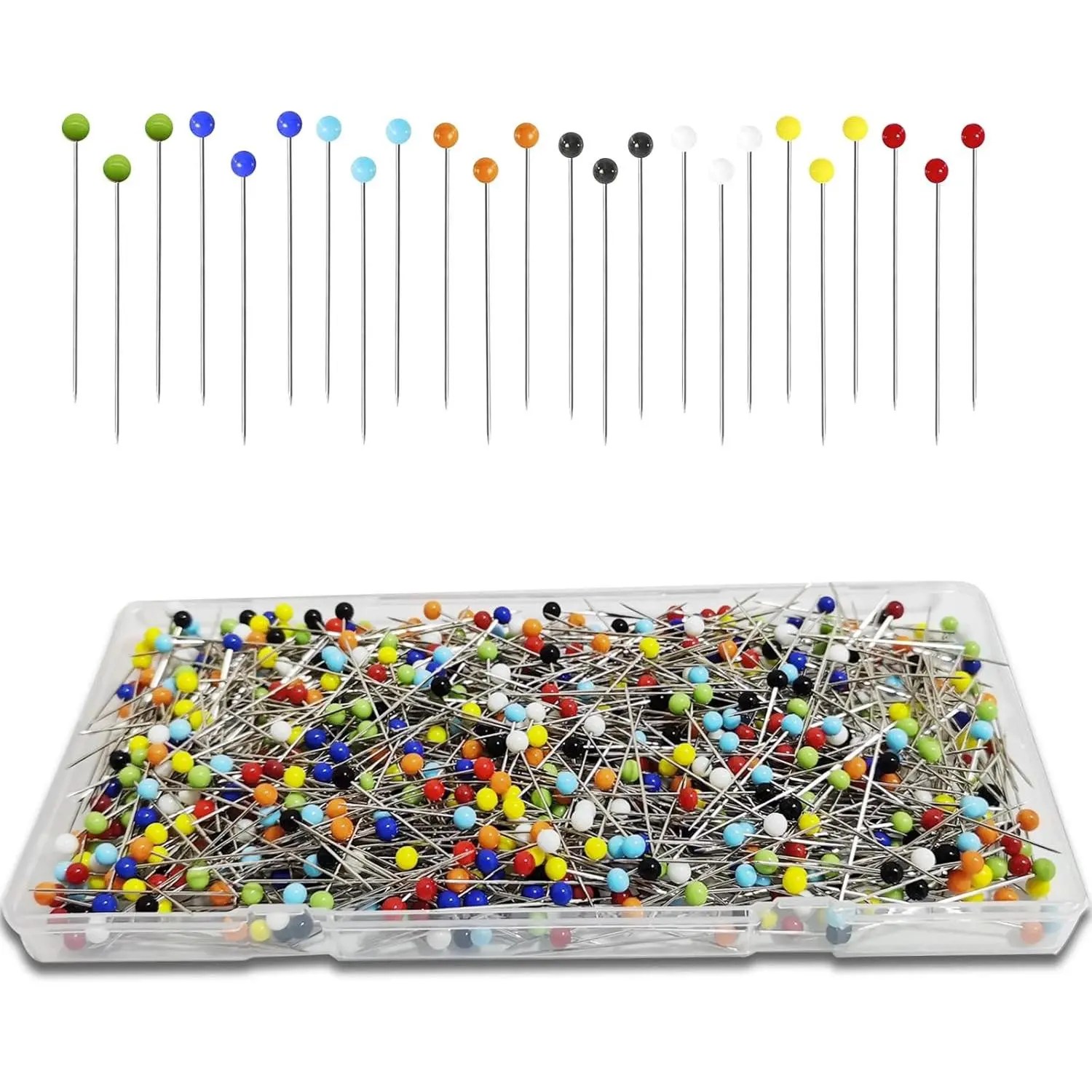 600 count Sewing Pins (Upgraded), 1.5 inch Straight Pins with 4MM Colored Ball Glass , Quilting Pins for Fabric,  DIY, Craft and Sewing Project(Colorful)