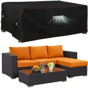 Patio Furniture Set Cover, Outdoor Sectional Sofa Couch Set Covers , Garden Dining Table Chair Set Cover Outside Rectangular Heavy Duty Weatherproof 90" L x 65" W x 28" H Black