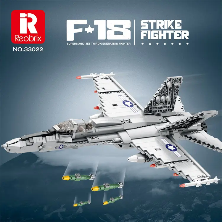 Reobrix 33020 F-22 Raptor Military Fighter Jet Building Block Model, 1729-Piece BPA-Free Technical Assembly Model Building Kits for 14+ Aviation Fans (Toys Gifts for Kids)