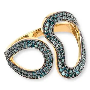 Rarities Fine Jewelry Rarities Gold-Plated Blue Diamond Open-Shank Ring