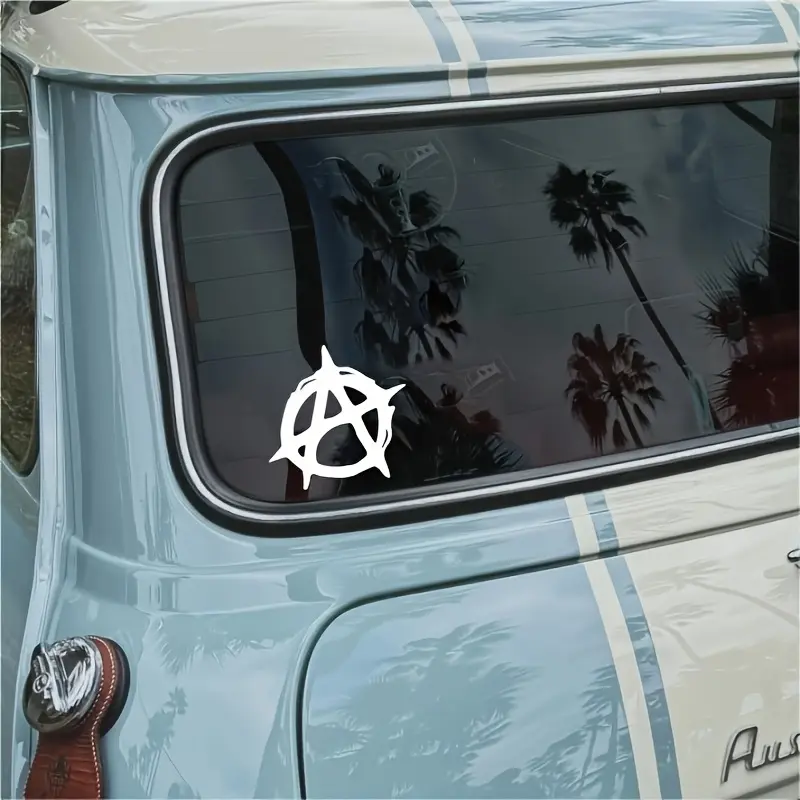 Dark anarchist symbol car sticker! Punk culture enthusiasts and rebellious trendsetters must enter, car/skateboard stickers are super explosive, 14cm large size, European and American punk circles