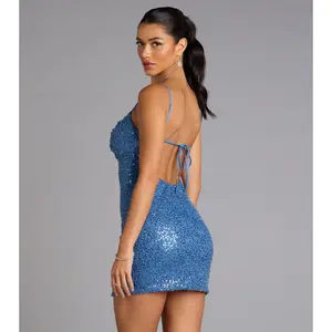 Adriana Sequin Tie-Back Mini Dress