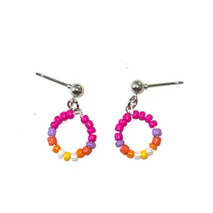 Mosey-On-Out Mini Hoop Earrings > Western Hoops with Colorful Beads and Silver Studs for Stylish Accessory