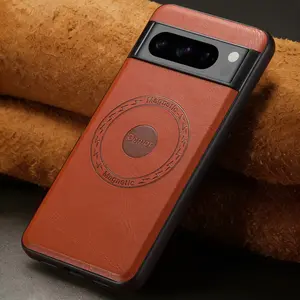 Denior Luxury Vintage Leather MagSafe Magnetic Case for Google Pixel 10/9/8/7/6 Series Car Mount & Wireless Charging Supported