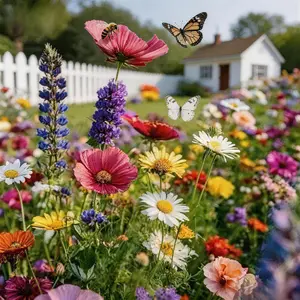 Bloomasis Premium Wildflower Seed Mix - 300+ Easy to Grow Flower Seeds for Home Backyard & Balcony Planters - Attracts Pollinators - Instant Meadow & Low Maintenance Gardening