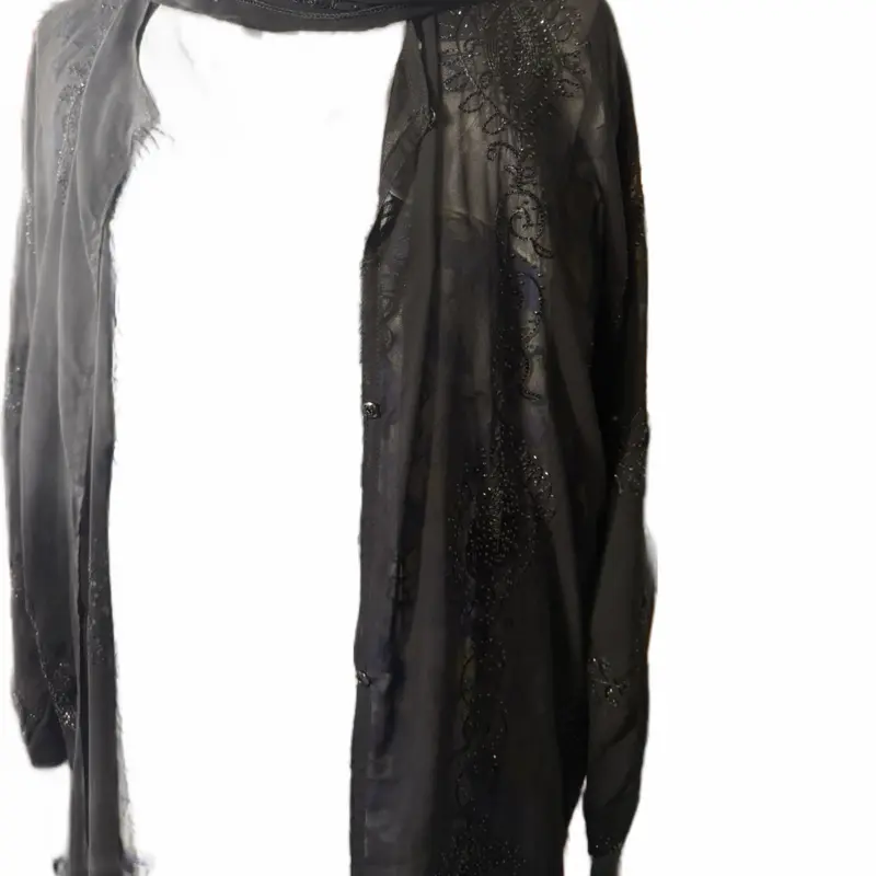 Black open transparent Abaya