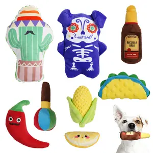 Nocciola 8 PCS Mexican/Mexicano Themed Plush Squeaky Dog Toys for Diverse Fun, Christmas gift, Interactive Toys fo1 Small Medium Dogs