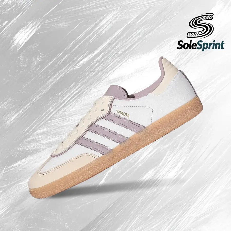 Adidas Women's Samba OG 'Cream White Preloved Fig' IE1417 Classic Casual Sneaker Trainer - Female Shock-Absorb Comfort, Vintage Gym-Streetwear, Spring-Summer Lifestyle Sports Footwear