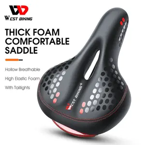 WEST BIKING Bicycle Saddle with Tail Light. Soft Comfortable Bike Hollow Cycling Bicycle Saddle